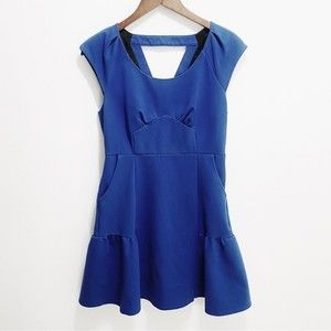 Harlyn Women's Anthropologie Blue Cap Sleeve Cutout Dress L